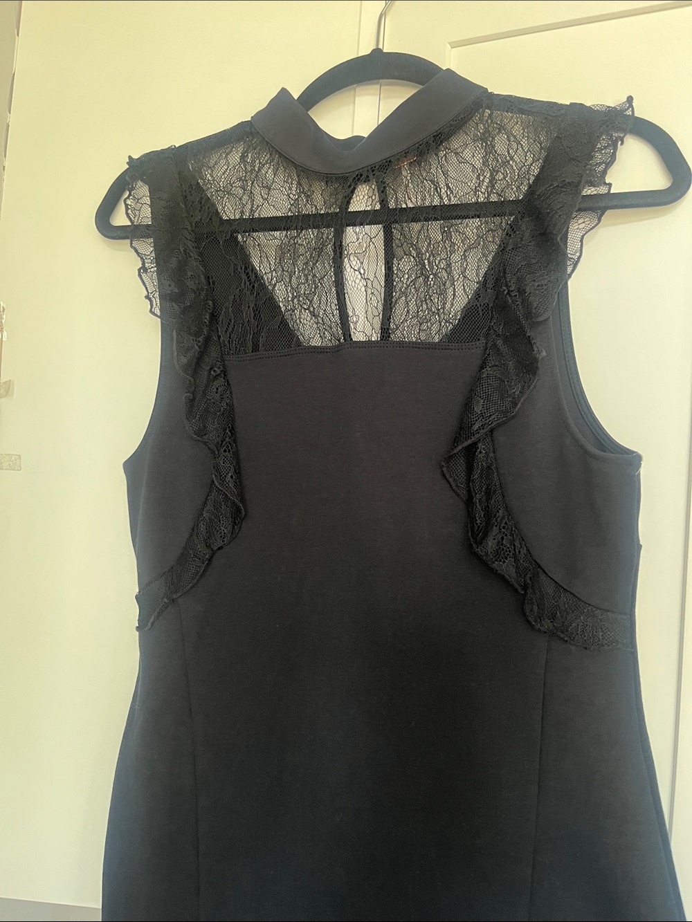Free People Black Sleeveless Dress with Lace Yoke